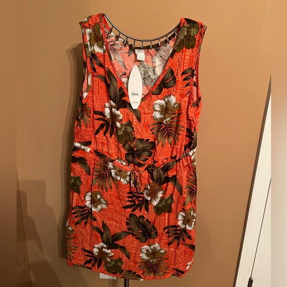 New Palmwave Hawaii Womens Size M Hawaiian Dress Waist Tie Orange Floral Mini - Picture 3 of 4
